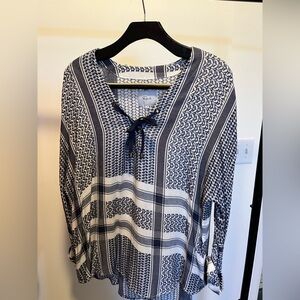 Rails Lily lace up blue and white boho blouse with front lace up